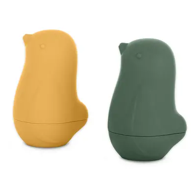 PETITE&MARS Hračky silikónové do kúpeľa Love birds Ochre Green 6m+