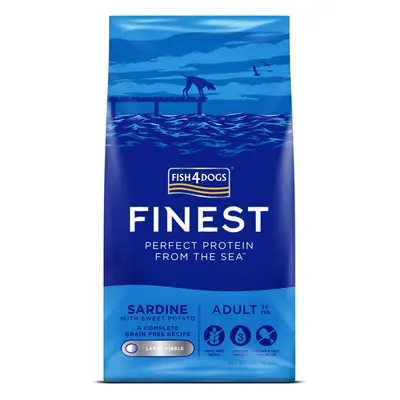 FISH4DOGS Granule veľké pre dospelých psov Finest sardínka so sladkými zemiakmi 12kg,1+