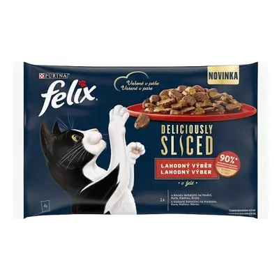 FELIX Deliciously sliced Multipack 12(4x80g) hovädzie/kura/kačica/morka v želé