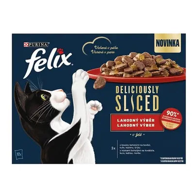 FELIX Deliciously sliced Multipack 4(12x80g) hovädzie/kura/kačica/morka v želé