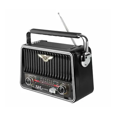 Rádio prenosné VXR VX-345CZ BLACK RETRO so solárnym panelom