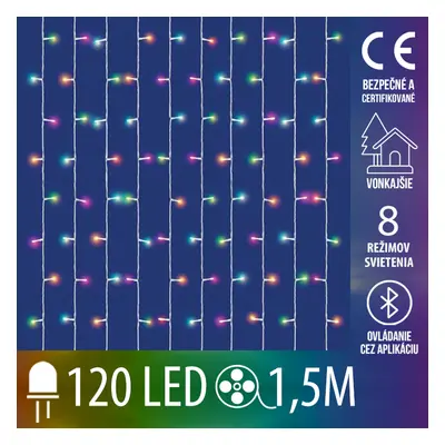 Vianočná led svetelná záclona vonkajšia - SMART - programátor - 120led - 1,5x2 m - RGB