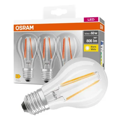 3PAK LED žiarovka E27 A60 6,5W = 60W 806lm 2700K Warm 360° OSRAM