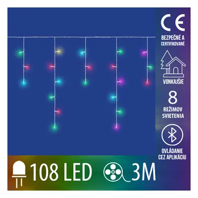 Vianočná led svetelná reťaz vonkajšia - SMART - programátor - 108led - 3m - RGB