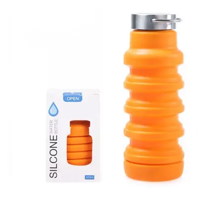 Skladacia silikónová fľaša 550 ml - Oranžová