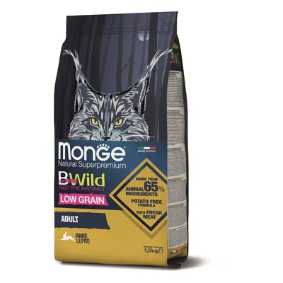 Monge BWild Low Grain Adult suché krmivo pre mačky - zajac 1,5 kg