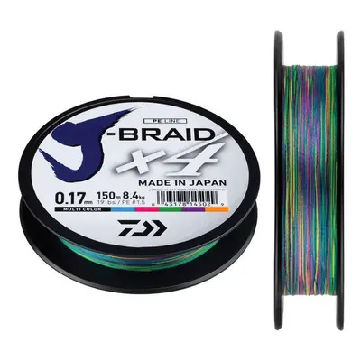 Daiwa splietaná šnúra j-braid multi color m-priemer 0,20 mm / nosnosť kg