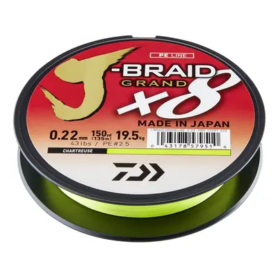 Daiwa splietaná šnúra j-braid grand x8e chartreuse m - 0,06 mm kg