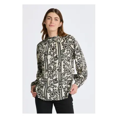 BLÚZKA GANT REL LACE PRINT TURTLENECK BLOUSE LINEN