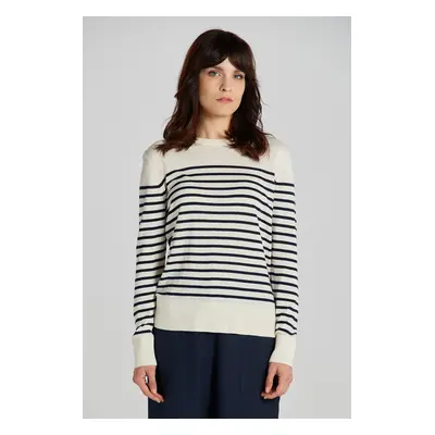 SVETER GANT FINE KNIT STRIPED C-NECK CREAM