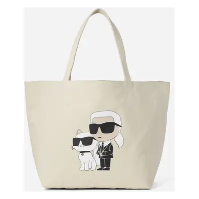 Taška Karl Lagerfeld K/Ikonik 2.0 K&C Canv Shopper Off White