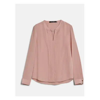 Blúzka Karl Lagerfeld Silk Blouse W/Pleats Rose Smoke