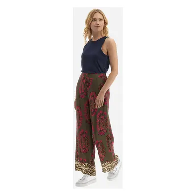 Nohavice La Martina Woman Trousers Printed Diamond Military/Hotpink/Fre