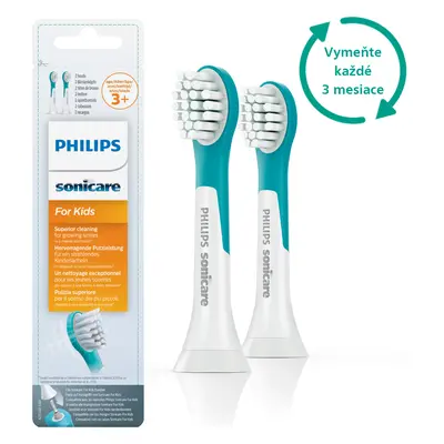 Kompaktná veľkosť hlavice sonickej kefky pre deti od 3 rokov 2 ks Philips Sonicare for Kids HX60