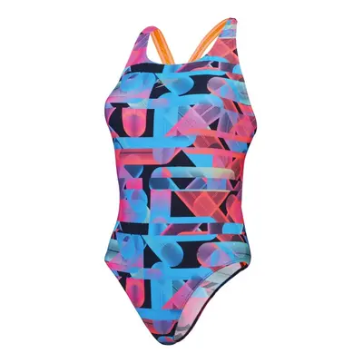 Speedo allover digital powerback one piece siren red/picton blue l