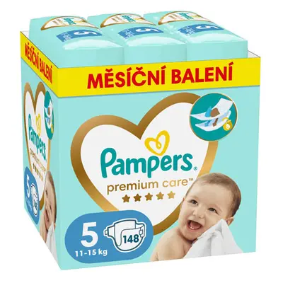 Pampers Premium Care Mesačné balenie jednorazových plienok veľ. 5 (148 ks)