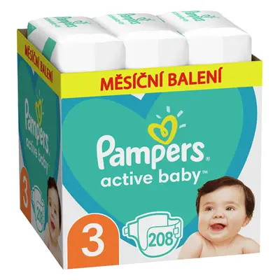 Pampers Active Baby Mesačné balenie detských plienok veľ. 3 (208 ks)