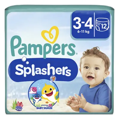 Pampers Splashers Carry Pack Baby Shark Plienkové nohavičky veľ. 3 (12 ks)