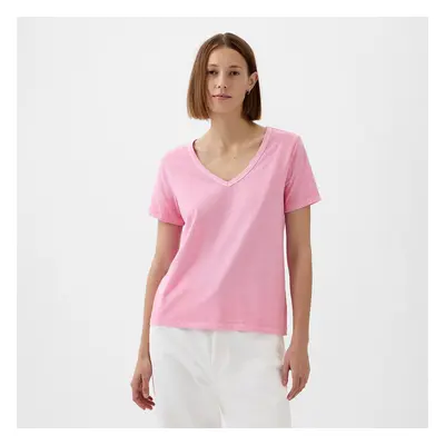 Tričko GAP V-Neck Tee Sugar Pink