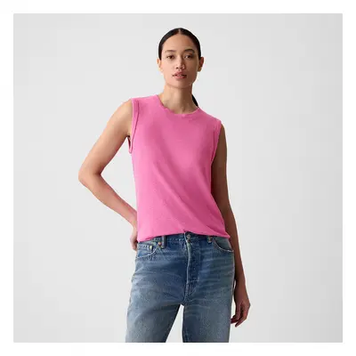 Top GAP Sleeveless Linen Blend Shell Top Standout Pink