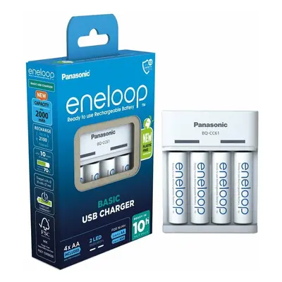 Panasonic ENELOOP EKO nabíjačka BQ-CC61 USB + nabíjacie batérie AA 2000mAh 4ks