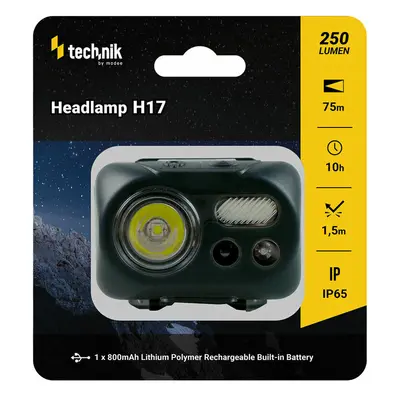 Technik MT-H17 čelovka s pogumovaním, LED CREE L2, Micro-USB, červené svetlo