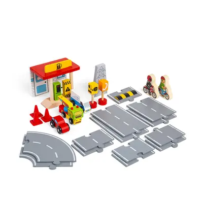 Bigjigs Toys Bigjigs Rail Dřevěná sada příslušenství silnice