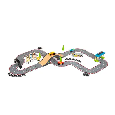 Bigjigs Toys Bigjigs Rail Dřevěná autodráha závodní den