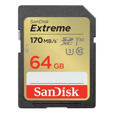 Pamäťová karta SANDISK EXTREME SDXC 64GB 170/80 MB/s UHS-I U3 (SDSDXV2-064G-GNCIN)