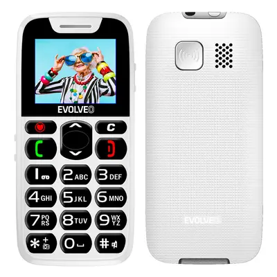 EVOLVEO EasyPhone, mobilný telefón pre seniorov s nabíjacím stojanom, biela EP-501-WH