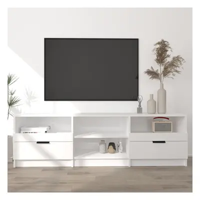 Multidom TV stolík lesklý biely 150x33,5x45 cm spracované drevo