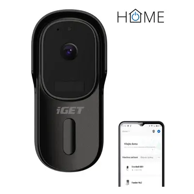 iGET HOME Doorbell DS1 Black - WiFi batériový videozvonček, FullHD, obojsmerný zvuk, CZ aplikáci