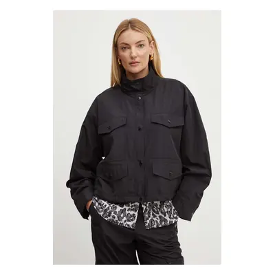 Bunda MICHAEL Michael Kors dámska, čierna farba, prechodná, oversize, MT420F97LD