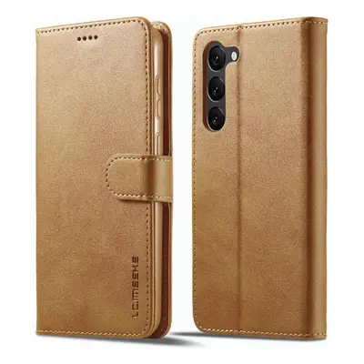 IMEEKE Peňaženkový obal Samsung Galaxy S23 5G svetlohnedý
