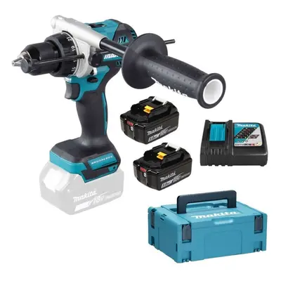 Makita Náradie - 18V AKU vŕtací skrutkovač s príklepom, 2x aku 5,0 Ah LXT, nabíjačka DHP486RTJ