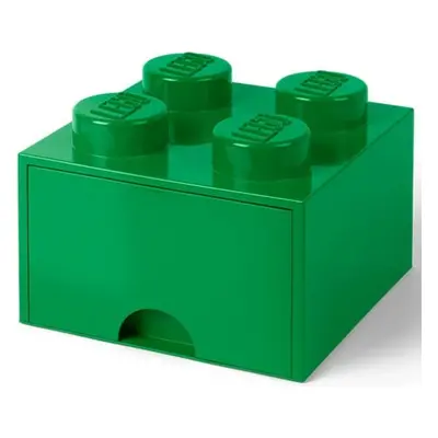 LEGO® úložný box 4 - so zásuvkou tmavo zelená  250 x 250 x 180 mm