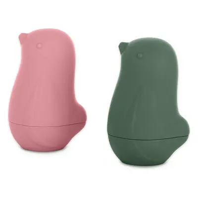 PETITE&MARS Hračky silikónové do kúpeľa Love birds Rose Green 6m+