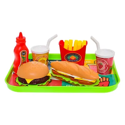 Fast Food set potravín a nápojov 6ks s podnosom 26x19cm