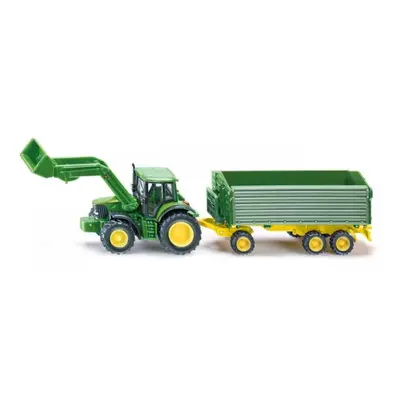 SIKU Farmer - John Deere s čelným nakladačom a prívesom, mierka 1:87