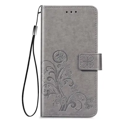 Peňaženkové puzdro Embossing Pattern Štvorlístok sivé – Samsung Galaxy A52 / A52 5G / A52s 5G